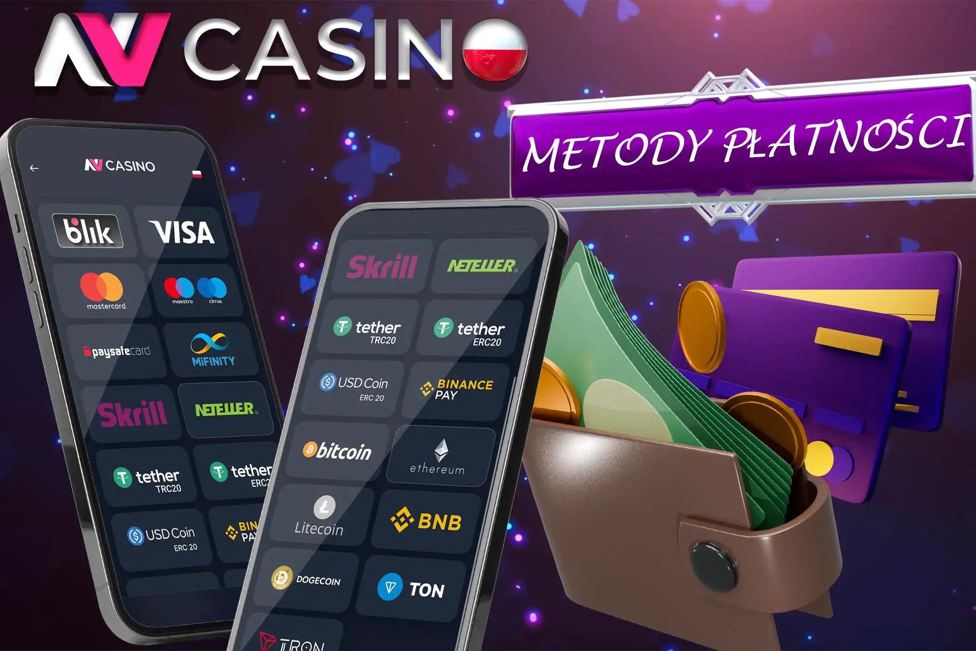 Różne metody wpłat i wypłat w NV Casino